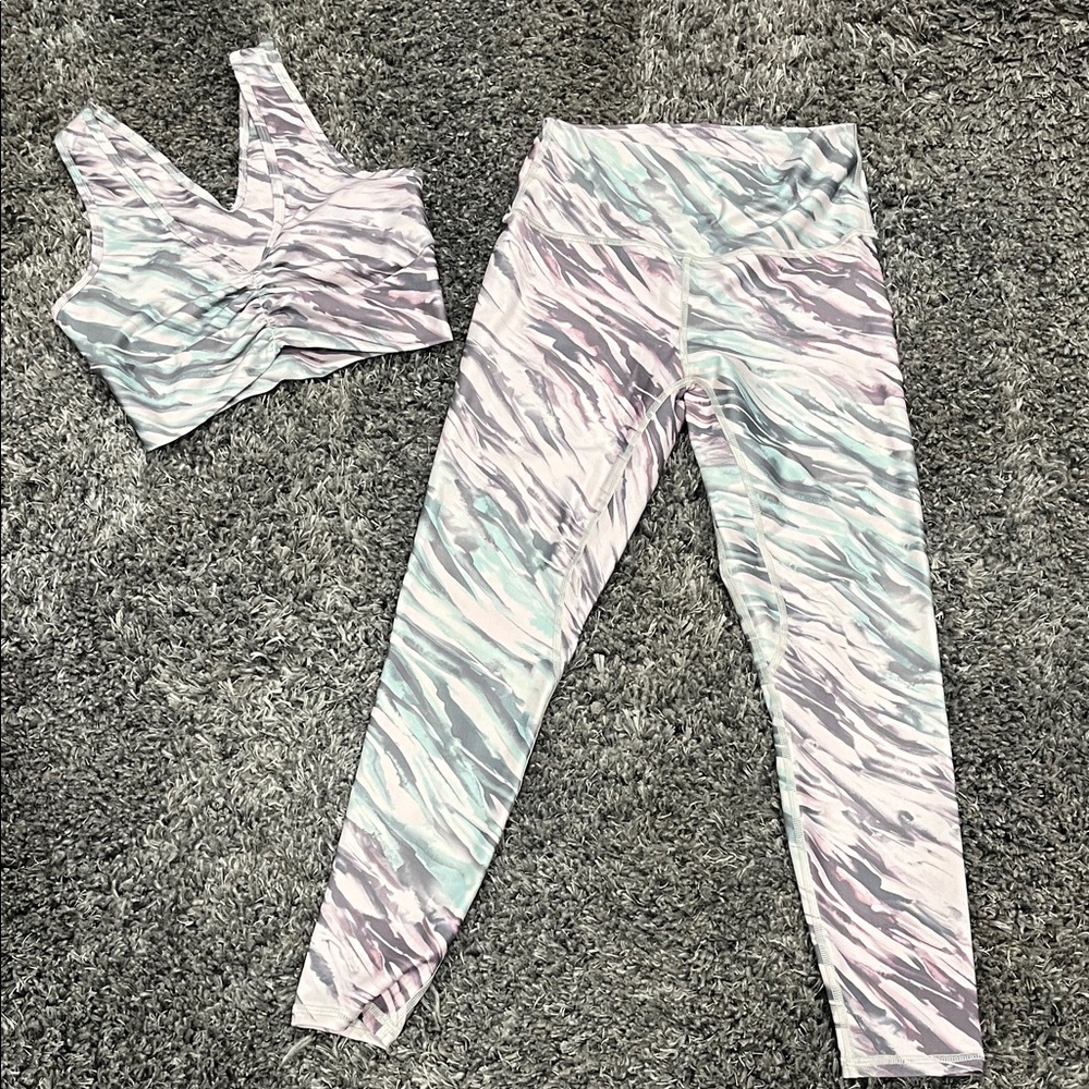 Savvi Pastel Zebra Print Activewear Set Size Small